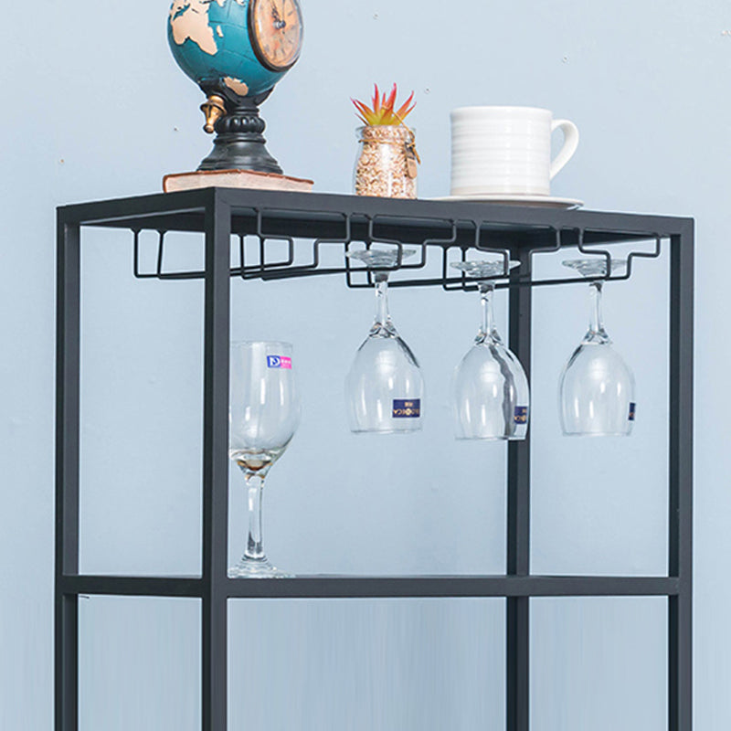 Metal Floor Wine Bottle & Glass Rack Industrial Wine Rack with Stemware Holder