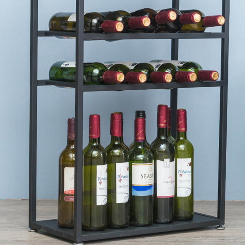 Metal Floor Wine Bottle & Glass Rack Industrial Wine Rack with Stemware Holder