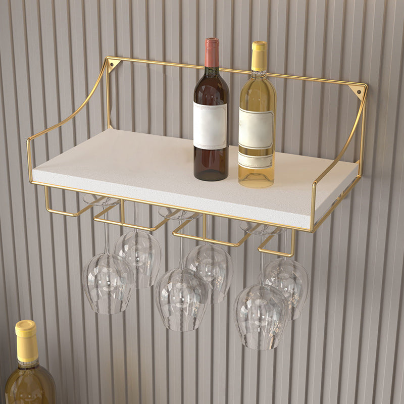 16.9" x 9" x 7" Modern Wine Holder Rack Meta Wall Mounted Wine Jail with Shelf