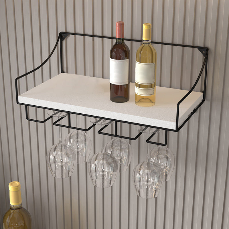 16.9" x 9" x 7" Modern Wine Holder Rack Meta Wall Mounted Wine Jail with Shelf