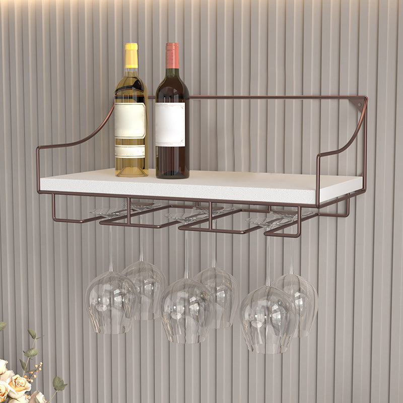 16.9" x 9" x 7" Modern Wine Holder Rack Meta Wall Mounted Wine Jail with Shelf