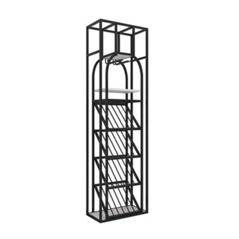 Metal Floor Wine Bottle & Glass Rack Industrial Wine Rack with Shelf