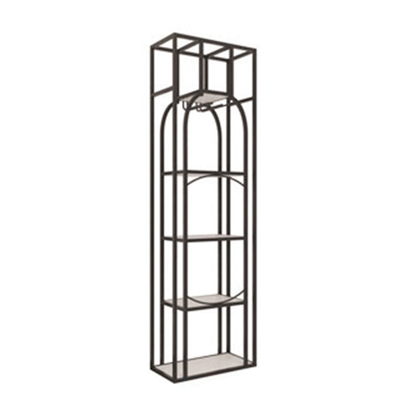 Metal Floor Wine Bottle & Glass Rack Industrial Wine Rack with Shelf