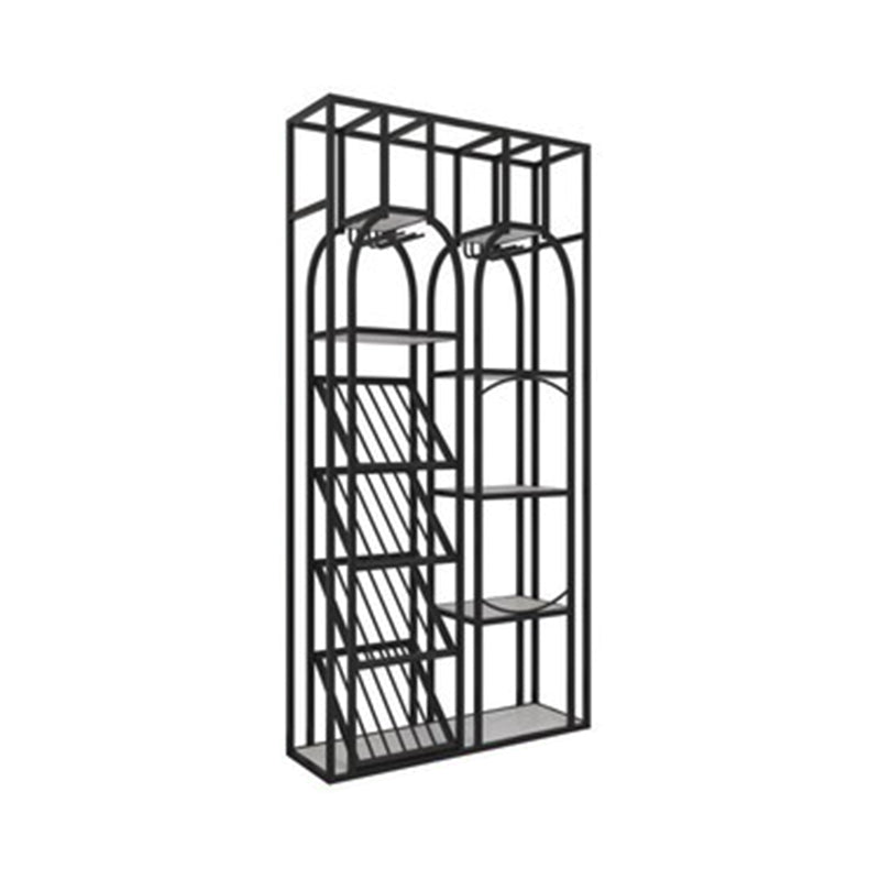 Metal Floor Wine Bottle & Glass Rack Industrial Wine Rack with Shelf