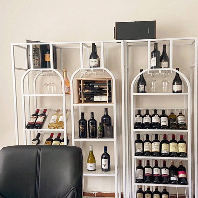 Metal Floor Wine Bottle & Glass Rack Industrial Wine Rack with Shelf