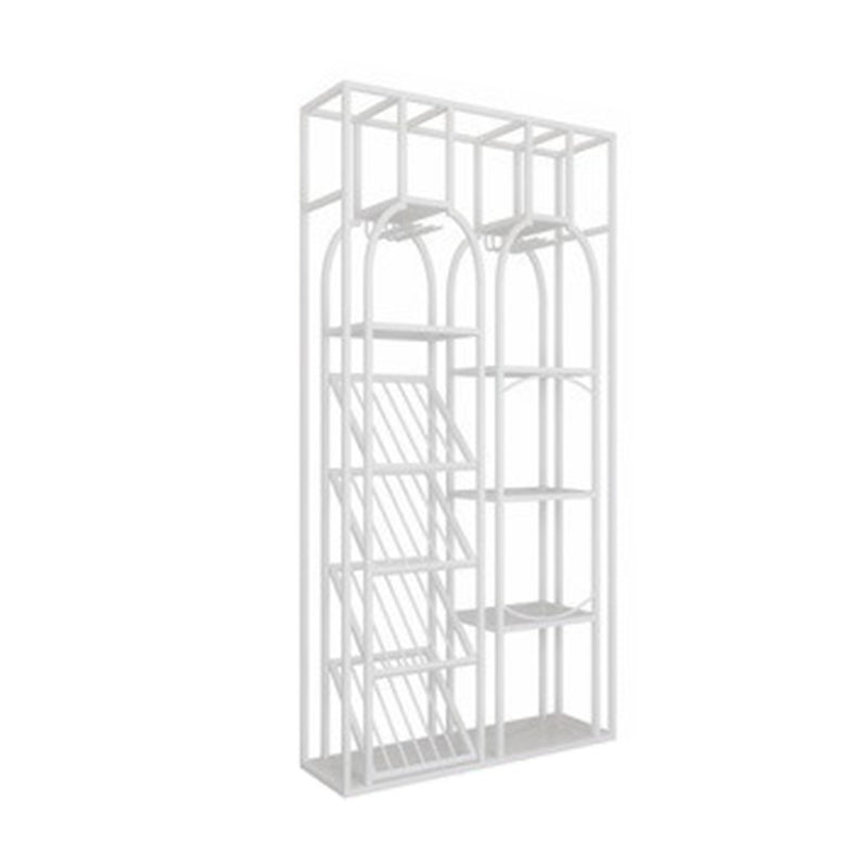 Metal Floor Wine Bottle & Glass Rack Industrial Wine Rack with Shelf