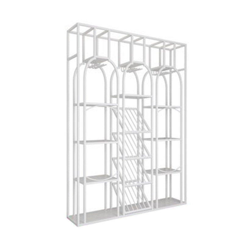 Metal Floor Wine Bottle & Glass Rack Industrial Wine Rack with Shelf