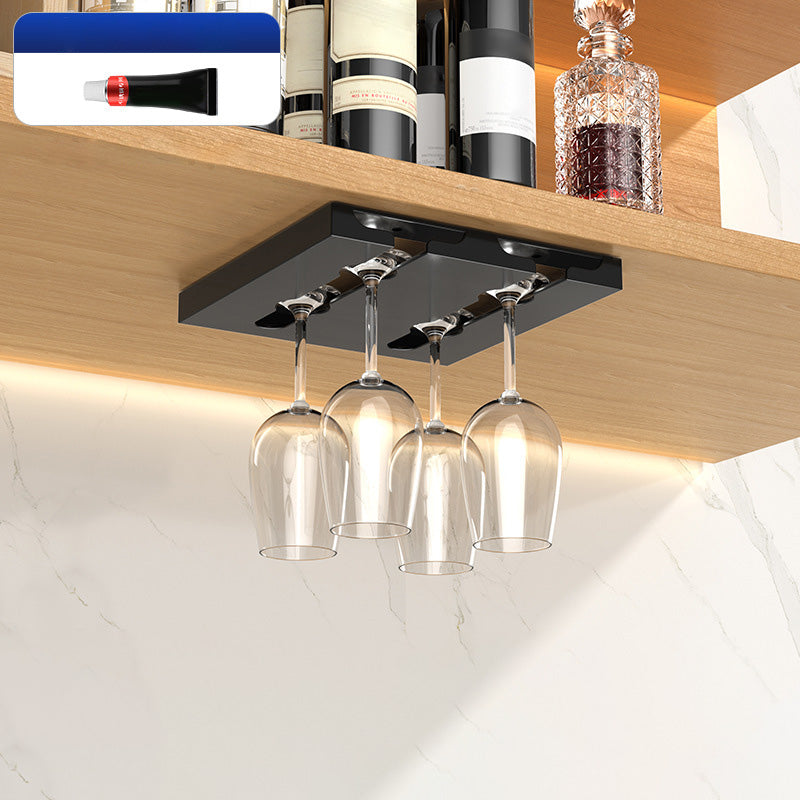 Hanging Modern Wine Rack 9.2"W x 0.8"H Wine Stemware Holder in Black/White