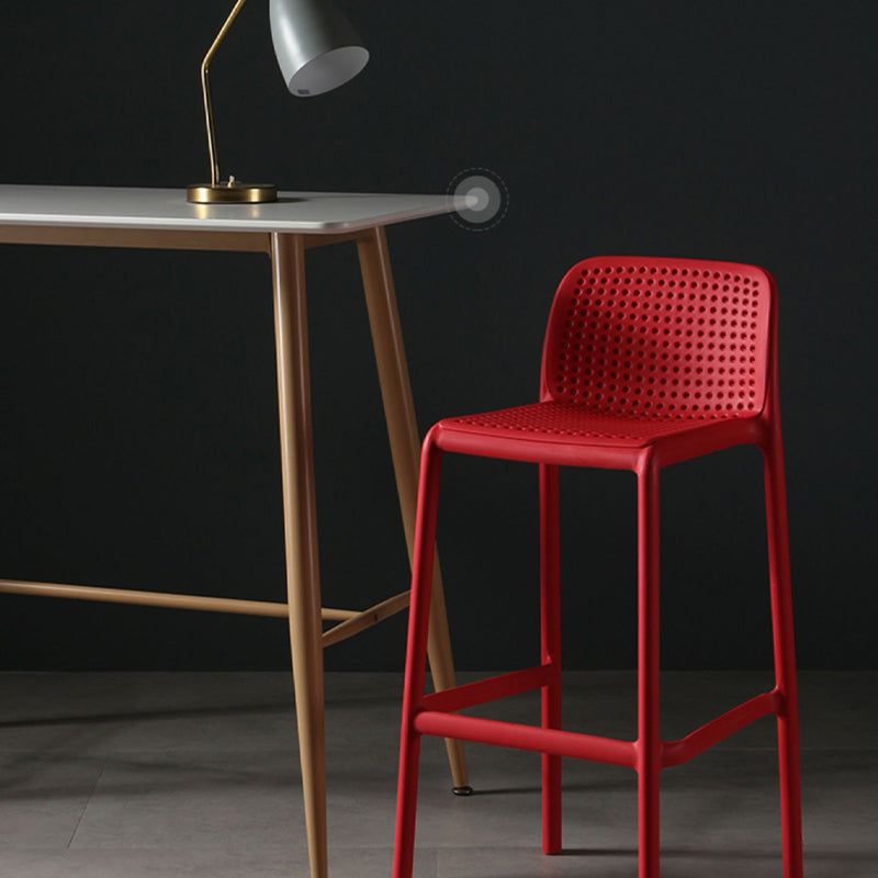 Scandinavian Plastic Barstool Plastic Counter Stool Rectangle Seat in Matte Finish