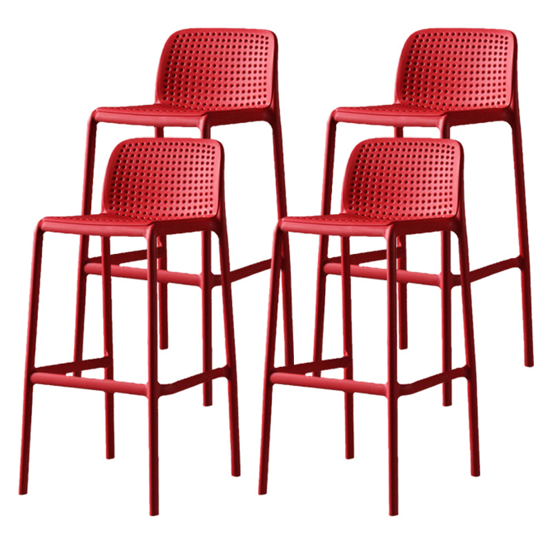 Scandinavian Plastic Barstool Plastic Counter Stool Rectangle Seat in Matte Finish