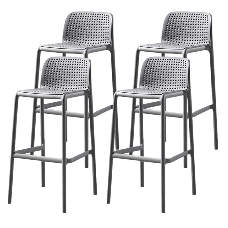 Scandinavian Plastic Barstool Plastic Counter Stool Rectangle Seat in Matte Finish