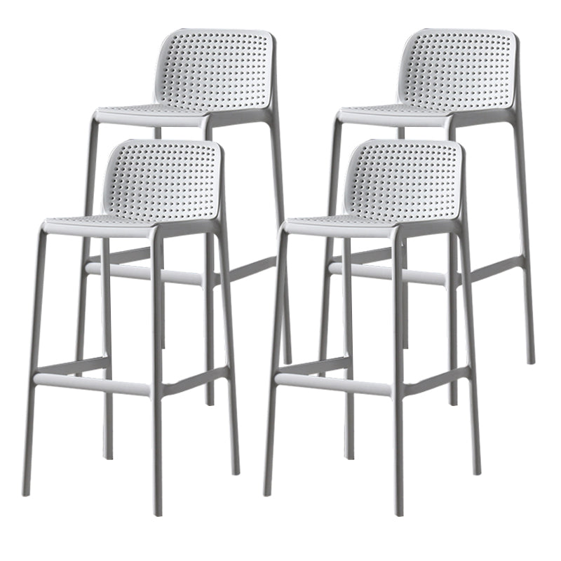 Scandinavian Plastic Barstool Plastic Counter Stool Rectangle Seat in Matte Finish