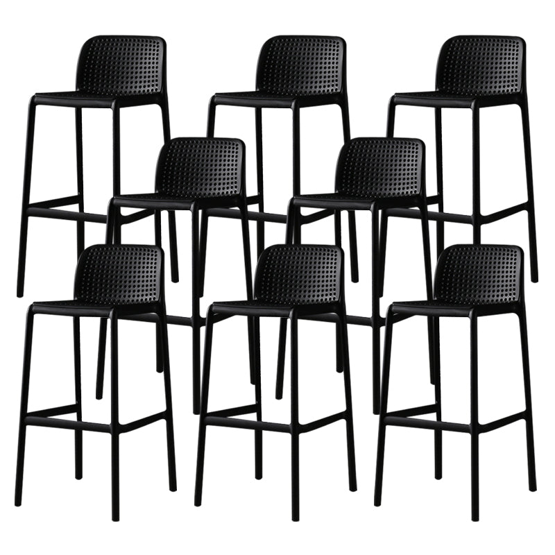Scandinavian Plastic Barstool Plastic Counter Stool Rectangle Seat in Matte Finish