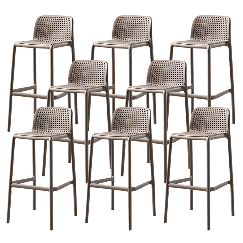 Scandinavian Plastic Barstool Plastic Counter Stool Rectangle Seat in Matte Finish