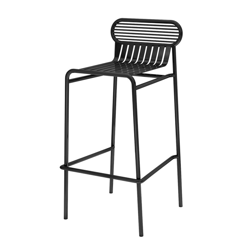 Modern Outdoor Counter Stool Rectangle Iron Footrest Counter Bar Stool