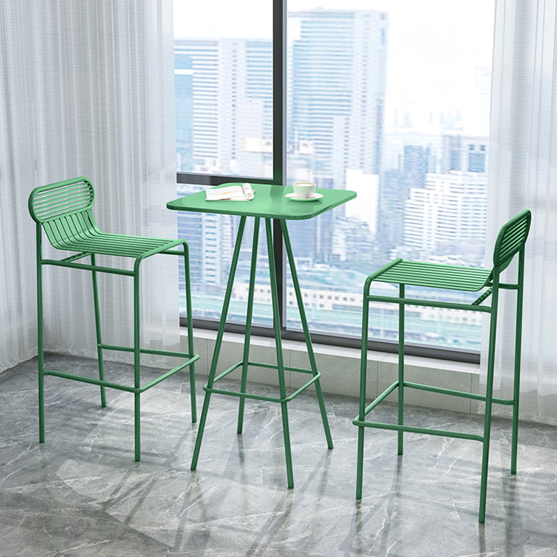 Modern Outdoor Counter Stool Rectangle Iron Footrest Counter Bar Stool
