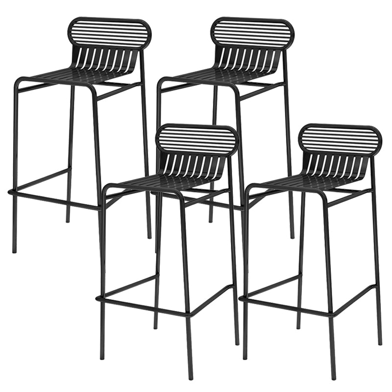 Modern Outdoor Counter Stool Rectangle Iron Footrest Counter Bar Stool