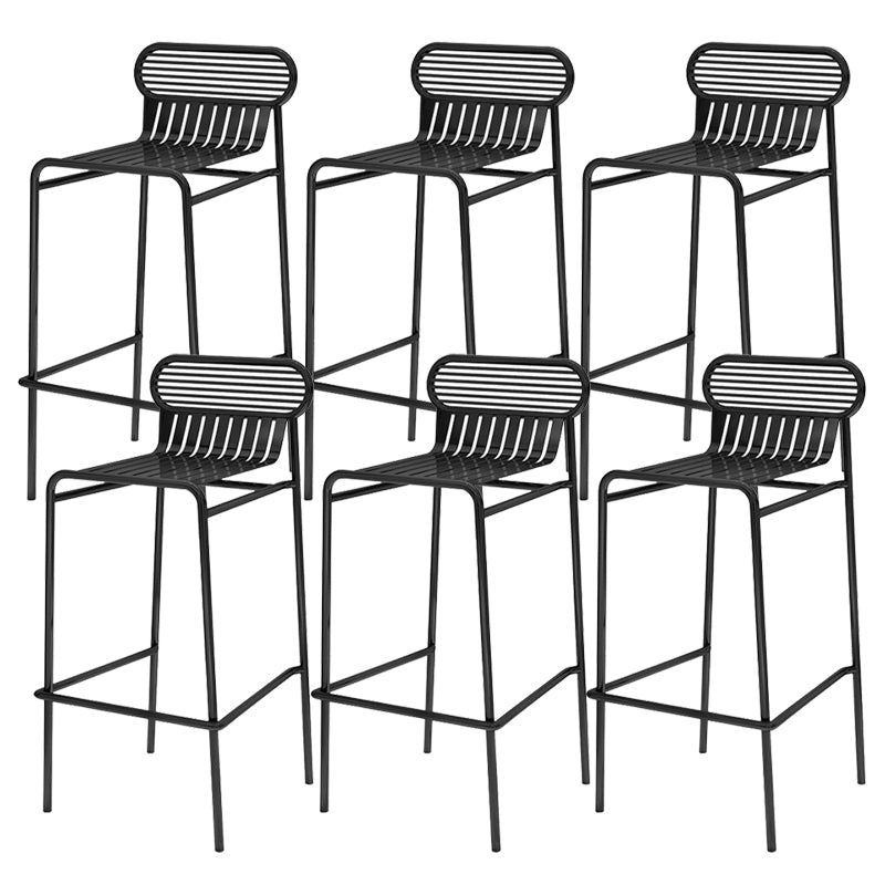 Modern Outdoor Counter Stool Rectangle Iron Footrest Counter Bar Stool