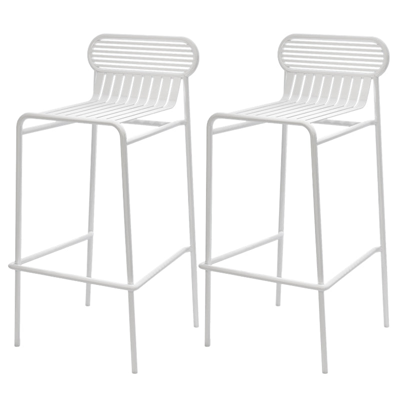 Modern Outdoor Counter Stool Rectangle Iron Footrest Counter Bar Stool