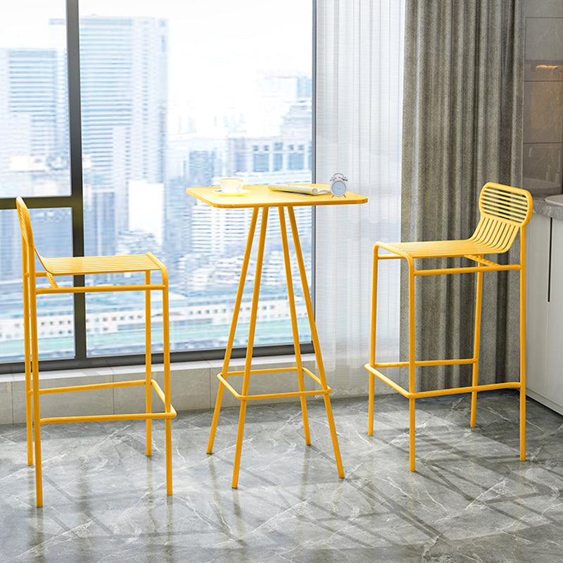 Modern Outdoor Counter Stool Rectangle Iron Footrest Counter Bar Stool