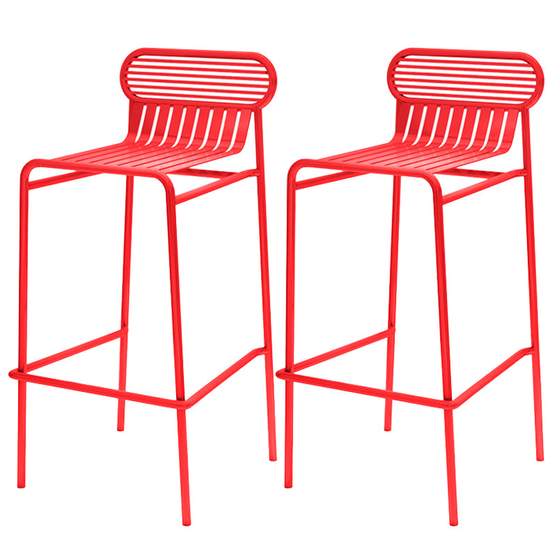 Modern Outdoor Counter Stool Rectangle Iron Footrest Counter Bar Stool