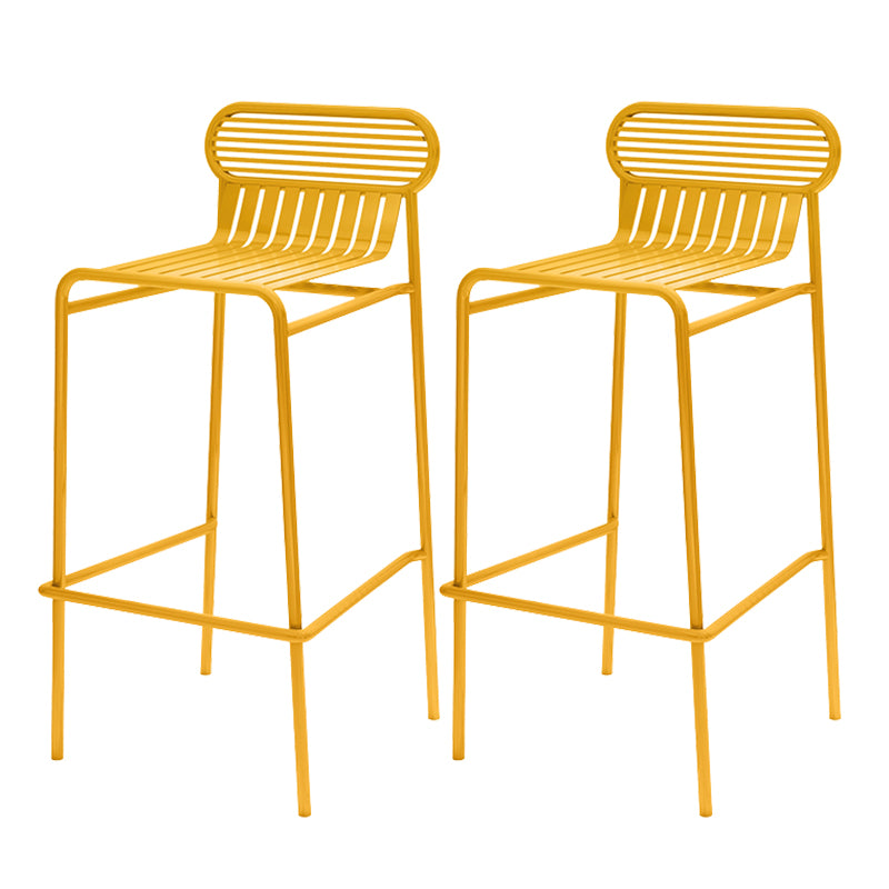 Modern Outdoor Counter Stool Rectangle Iron Footrest Counter Bar Stool