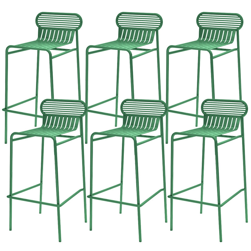 Modern Outdoor Counter Stool Rectangle Iron Footrest Counter Bar Stool