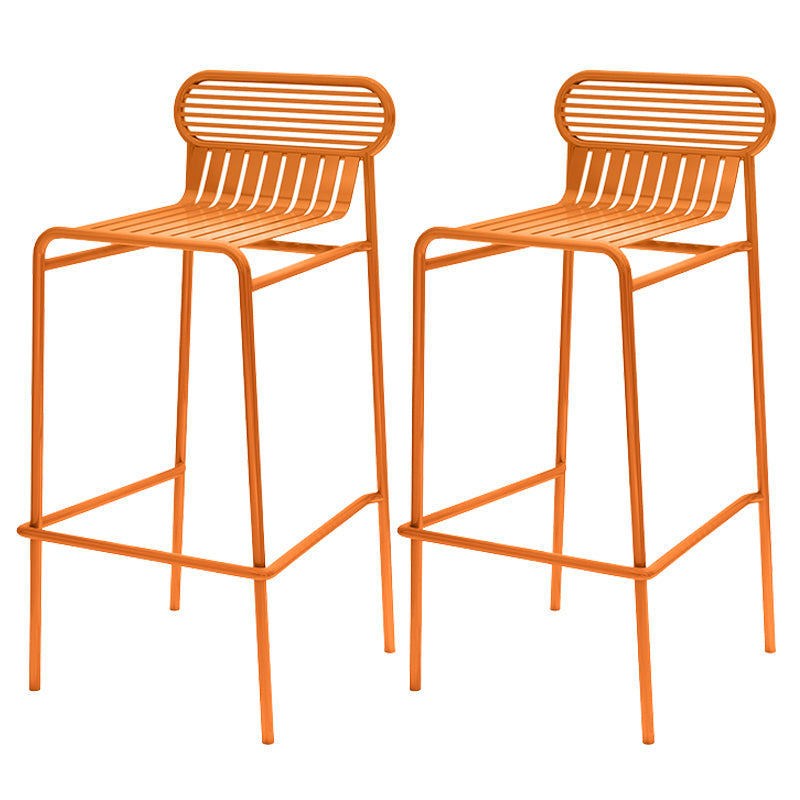 Modern Outdoor Counter Stool Rectangle Iron Footrest Counter Bar Stool