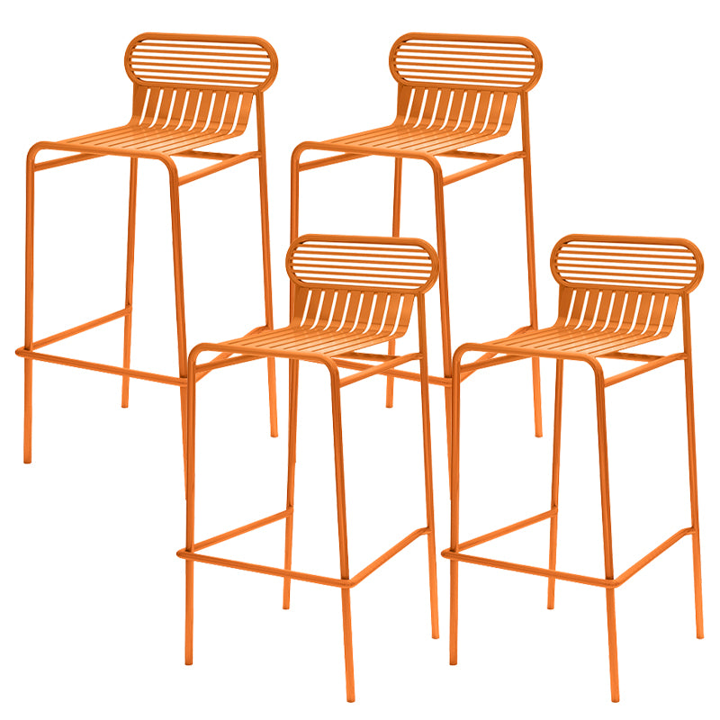 Modern Outdoor Counter Stool Rectangle Iron Footrest Counter Bar Stool