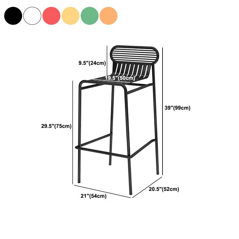 Modern Outdoor Counter Stool Rectangle Iron Footrest Counter Bar Stool
