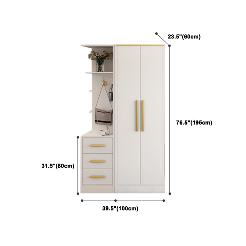White Wardrobe Cabinet Contemporary Engineered Wood Wardrobe Armoire