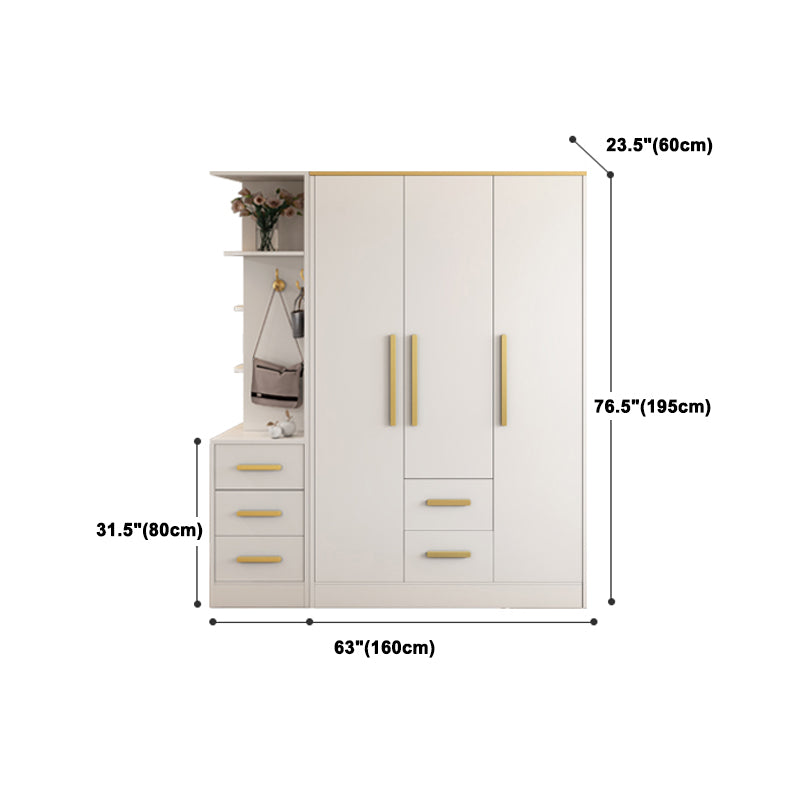 White Wardrobe Cabinet Contemporary Engineered Wood Wardrobe Armoire