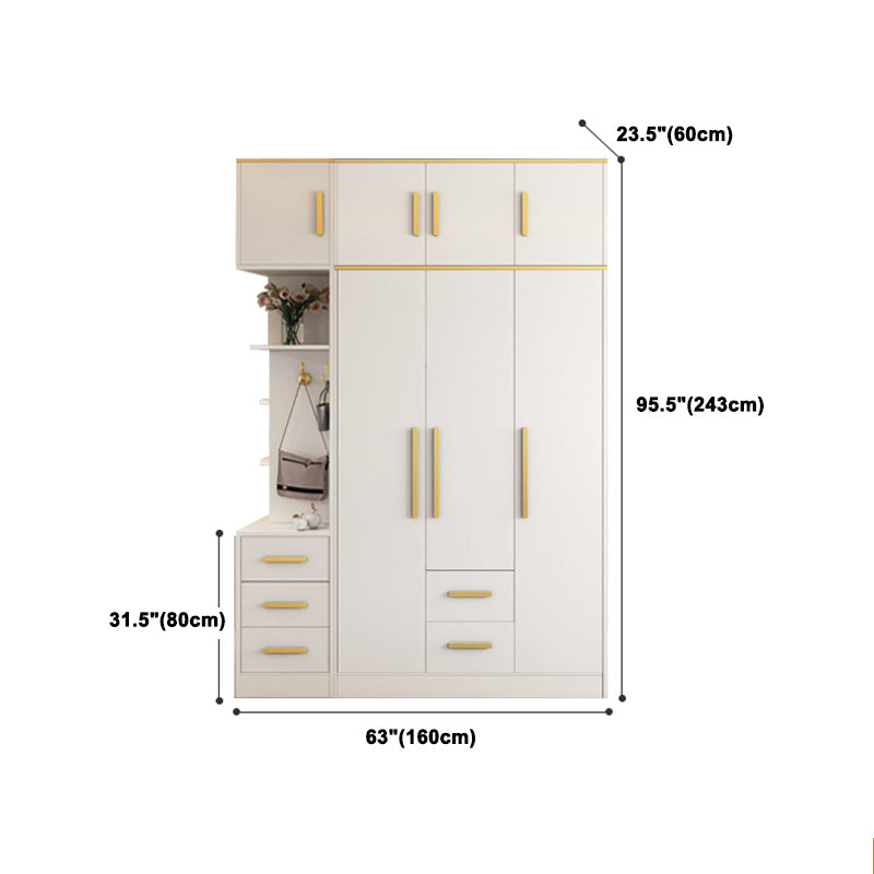 White Wardrobe Cabinet Contemporary Engineered Wood Wardrobe Armoire
