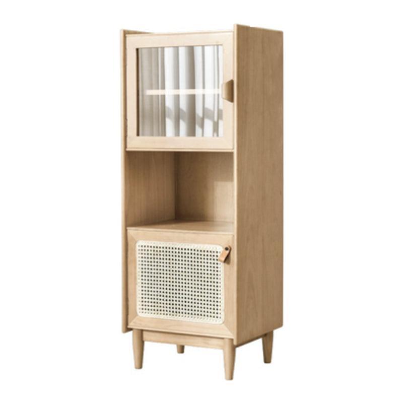 Modern Pine Wood 51.5"H Sideboard Glass Doors Cabinets Dining Server for Living Room