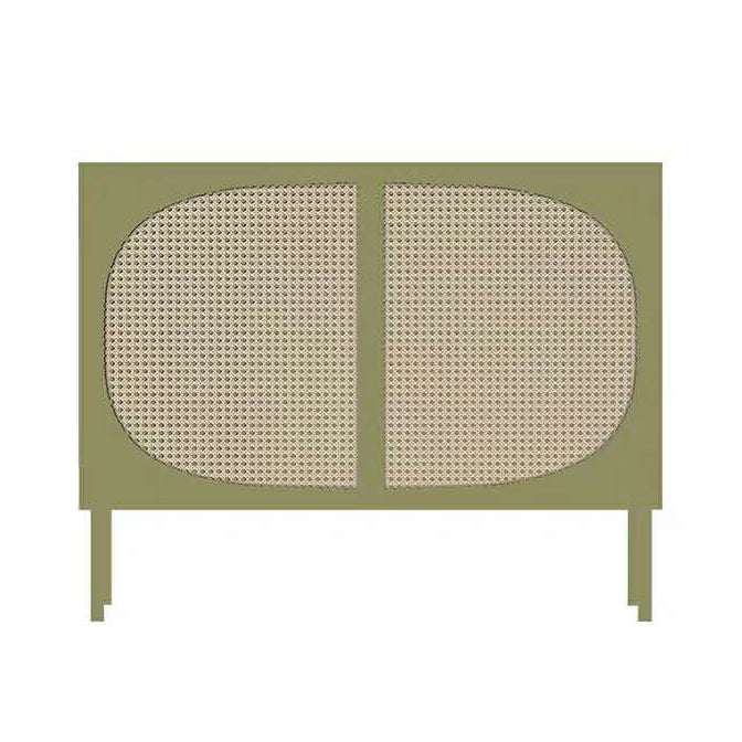 Rattan 2 Doors Buffet Server 36-inch Height Wood Kitchen Server for Dining Room