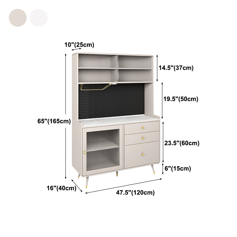 Artificial Wood Living Room Sideboard Cabinet Glam Credenza with Drawers and Storage