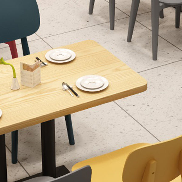 Industrial Wood Table for Restaurant Dining Table with Metal Base in Black