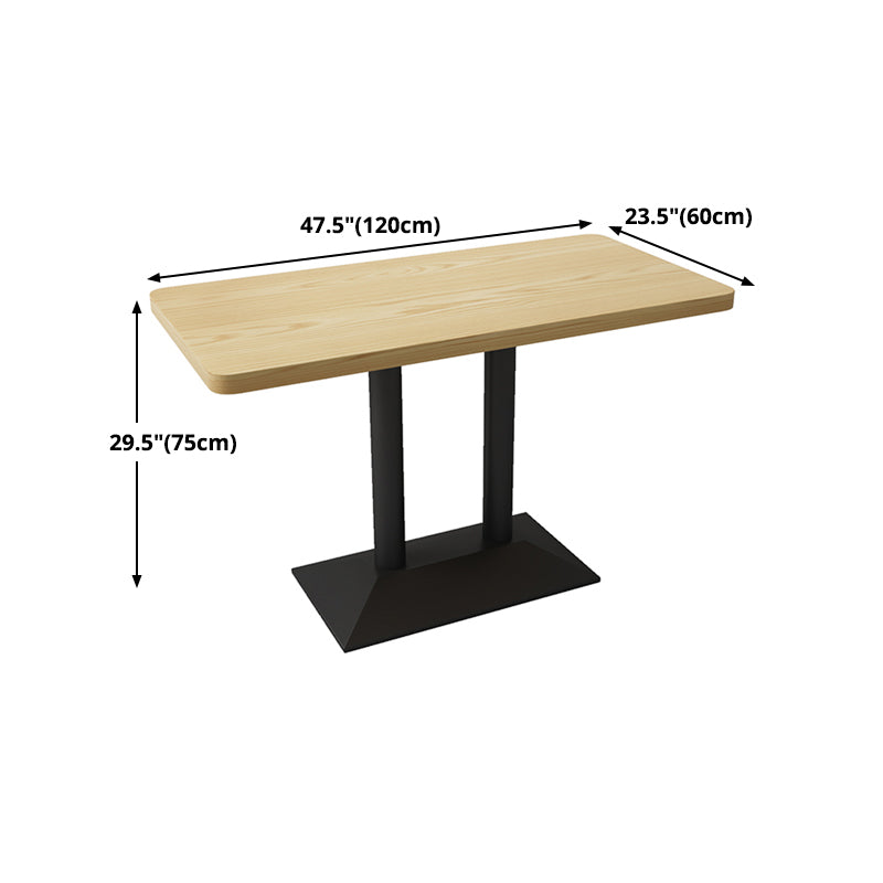 Industrial Wood Table for Restaurant Dining Table with Metal Base in Black