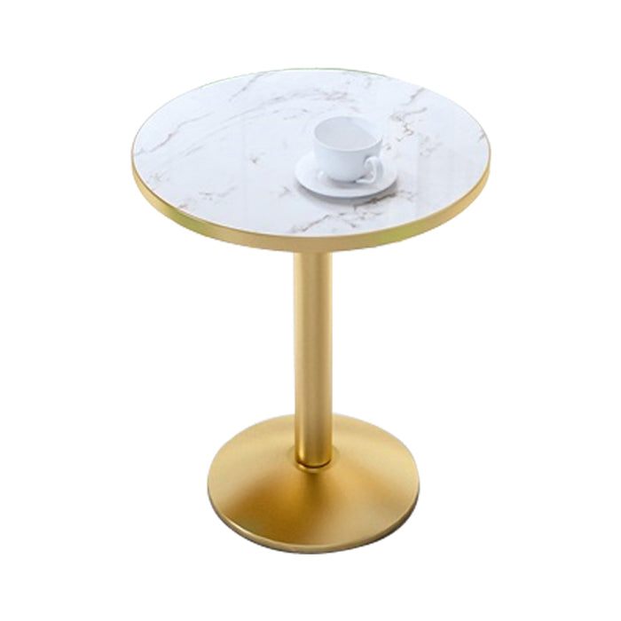 Industrial Wooden White Table for Restaurant Dining Table with Metal Base in Gold