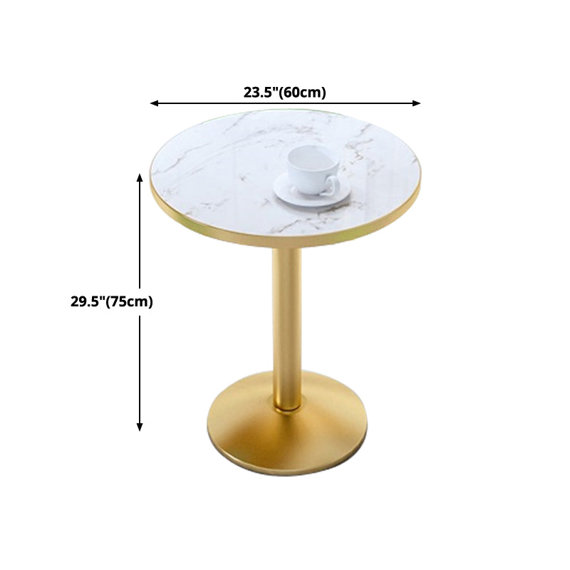 Industrial Wooden White Table for Restaurant Dining Table with Metal Base in Gold
