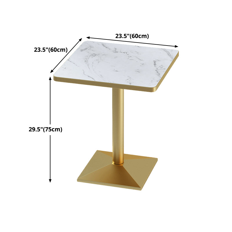 Industrial Wooden White Table for Restaurant Dining Table with Metal Base in Gold