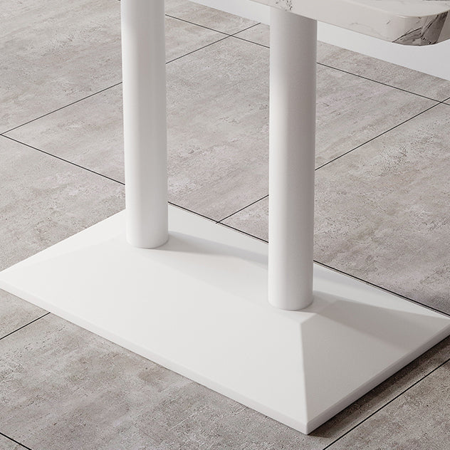 Industrial Wooden White Table for Restaurant Dining Table with Metal Base