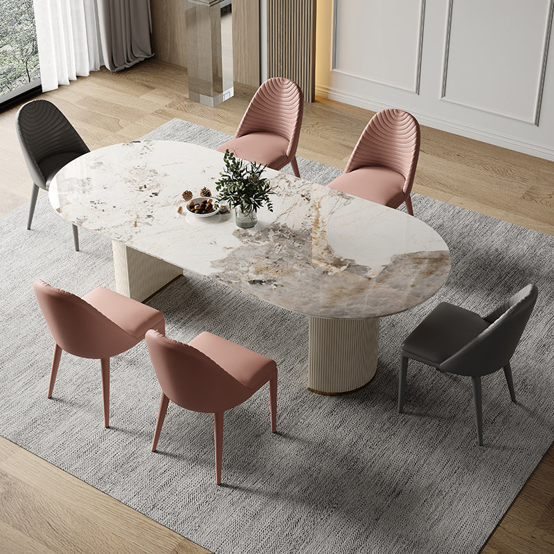 Traditional Luxury Furniture Oval Double Pedestal Dining Room Table for Home