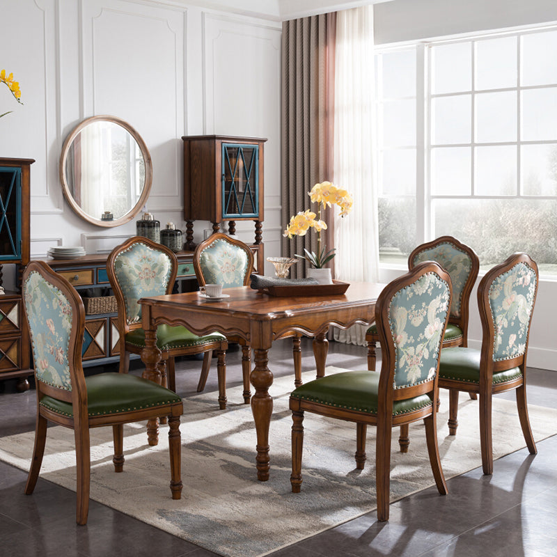 Medieval Modern Rubber Wood Table 51.5"L Rectangle Table with Wooden 4 Legs