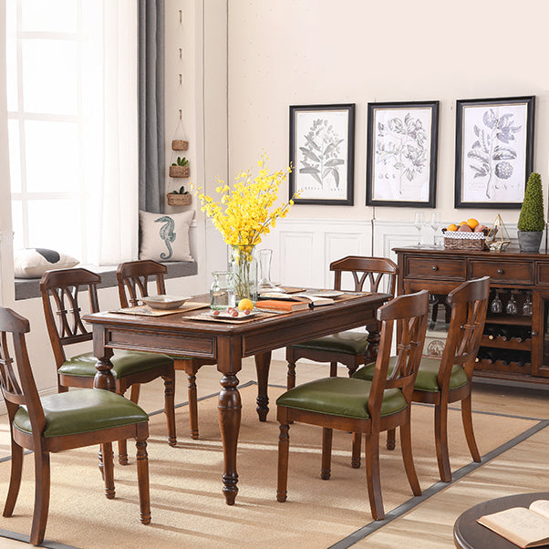 Ash Wood Top Table Solid Wood Mid-Century Modern Rectangle Dining Table for Dining Room