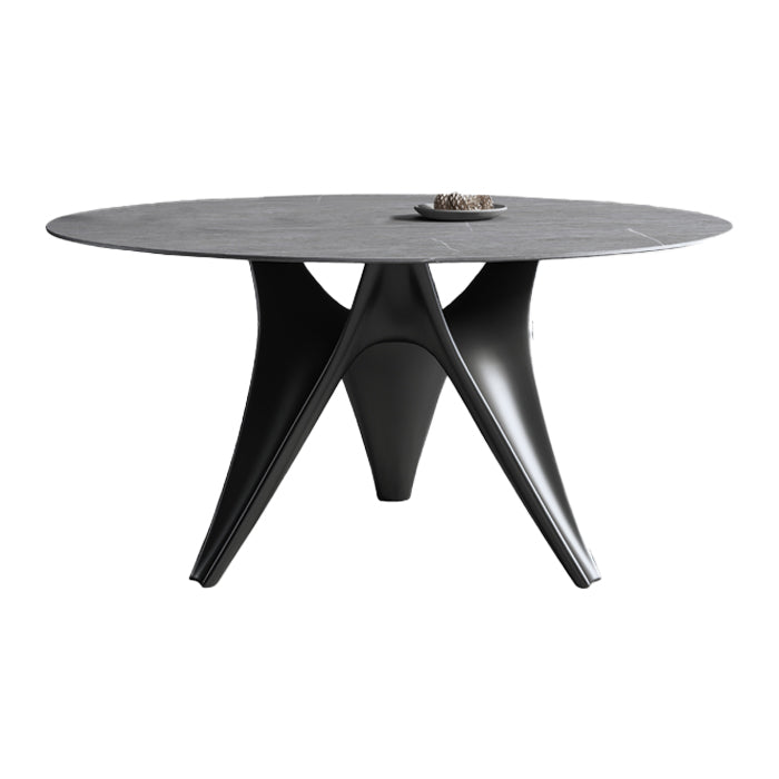 Round Stone Table Modern Style Dining Site Table With Tripod Base