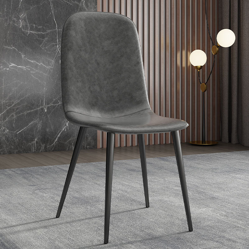 PU Leather Dining Chairs Industrial Design Armless Solid Back Dining Chairs