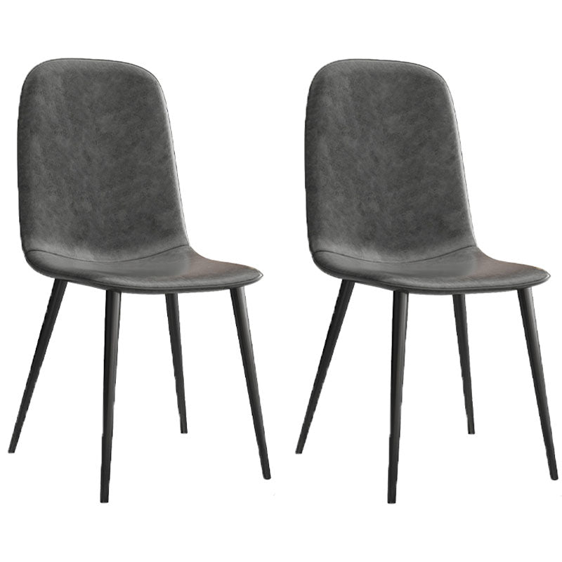 PU Leather Dining Chairs Industrial Design Armless Solid Back Dining Chairs