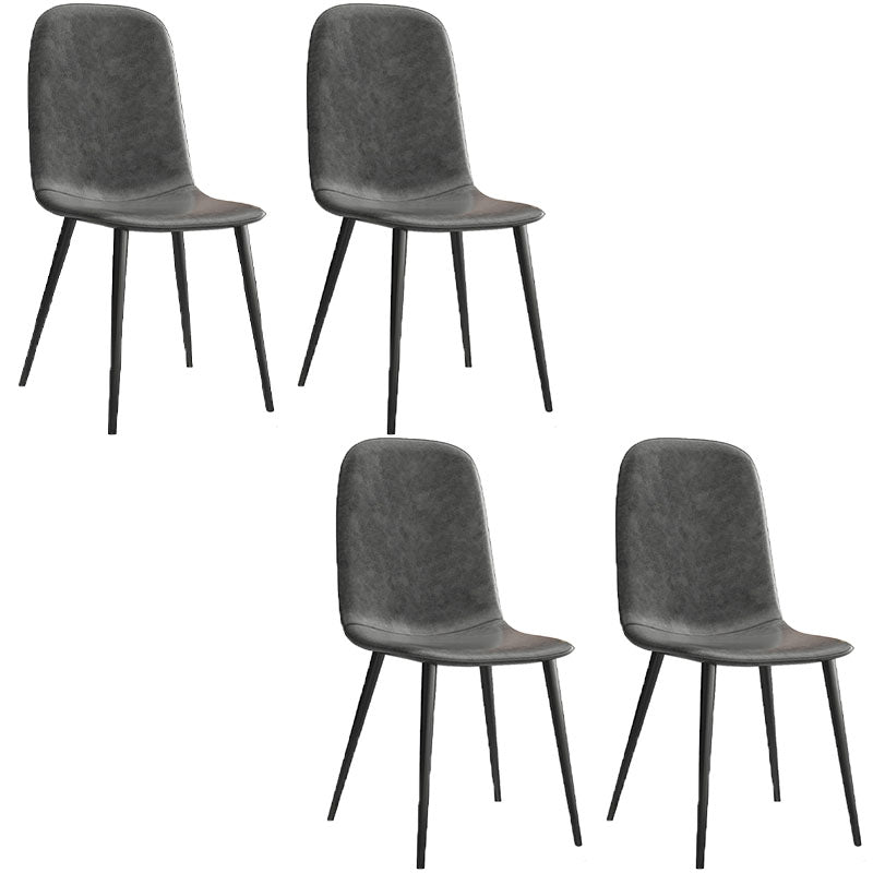 PU Leather Dining Chairs Industrial Design Armless Solid Back Dining Chairs