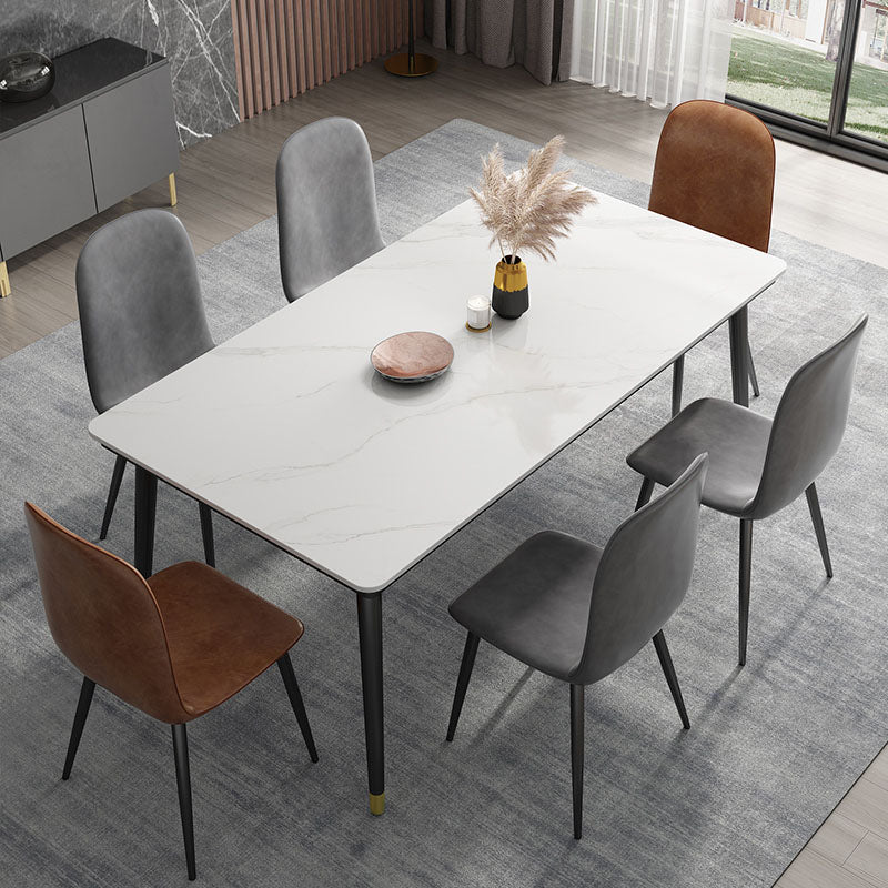 PU Leather Dining Chairs Industrial Design Armless Solid Back Dining Chairs